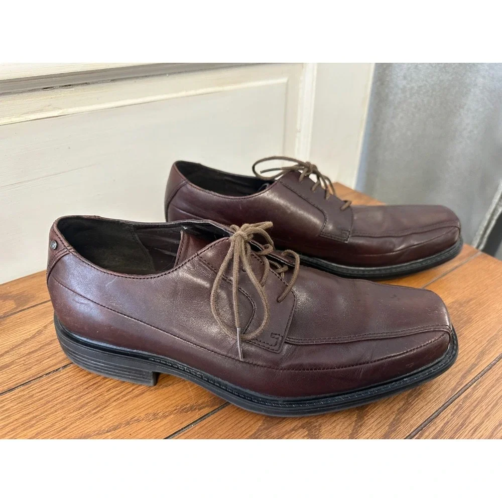 Rockport Shoes‎ Mens Size 9M Brown Leather K70881 Lace Up Square Toe Dressy